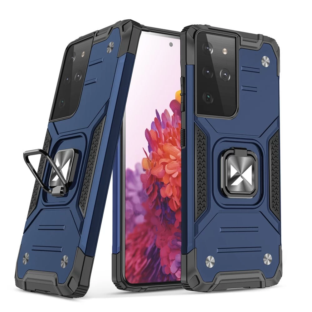 šarvuotas Hibridinis Dėklas Su Magnetiniu Laikikliu, Skirtas samsung Galaxy S22 Ultra Ring Armor - Mėlynas