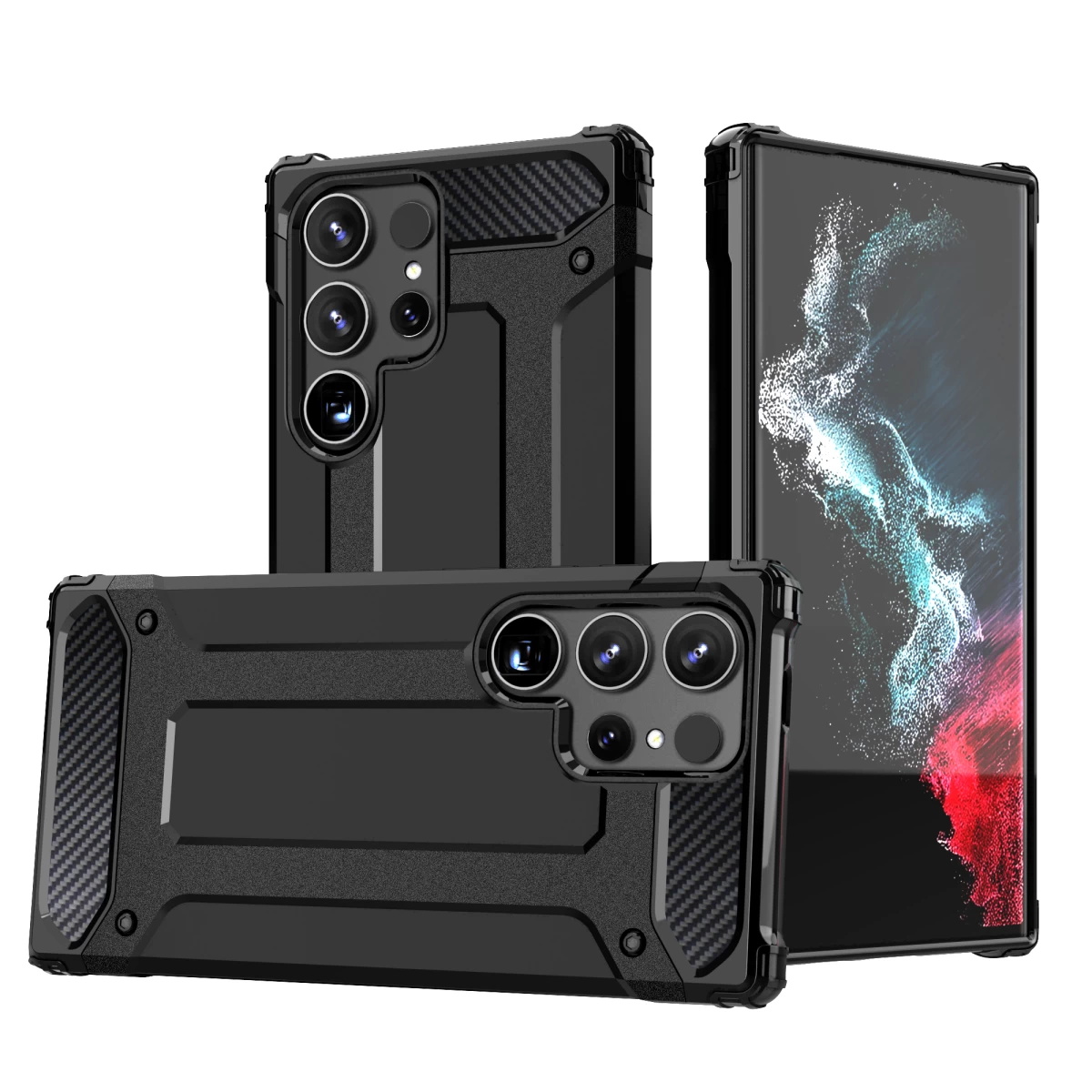 šarvuotas Sustiprintas Dėklas Samsung Galaxy S24 Ultra Hybrid Armor Juodas