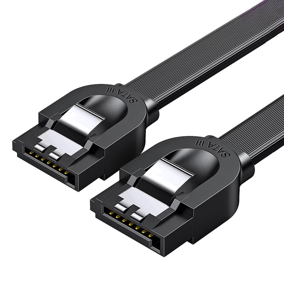 Sata 1.0-3.0-5gb/s Plokščias Kabelis 0,5 M - Juodas