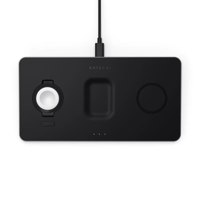 satechi Trio Wireless Charging Pad - Magnetinis Belaidis įkroviklis Trims įrenginiams (applewatch 2,5 W, airpods 5 W, Qi 7,5 satechi Trio Wireless Charging Pad - Magnetinis Belaidis įkroviklis Trims įrenginiams (applewatch 2,5 W, airpods 5 W, Qi 7,5