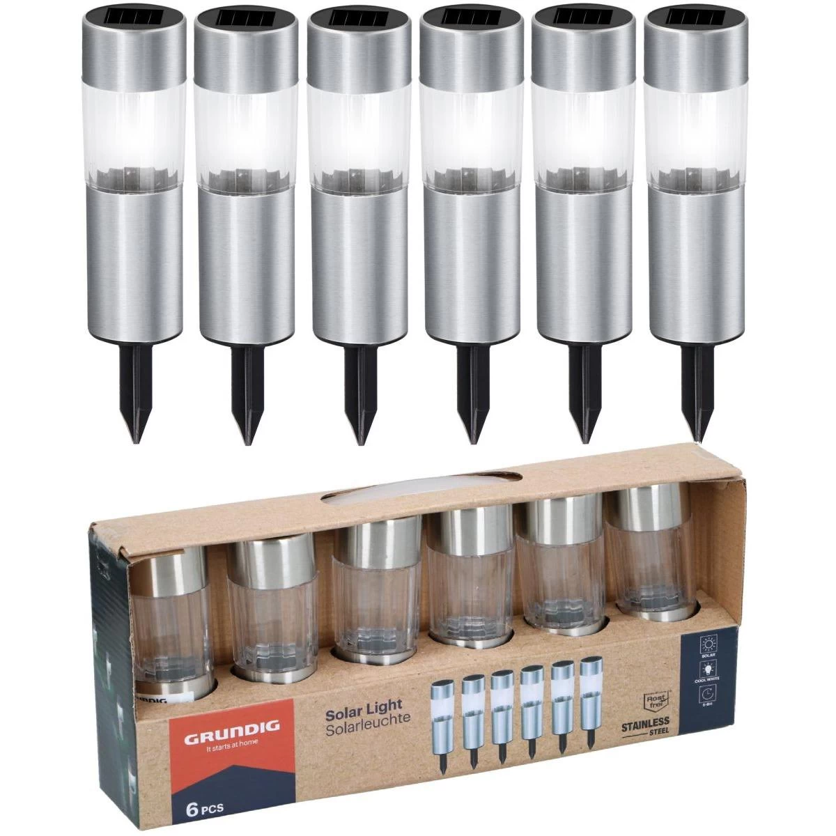 Saulės Lempa 4.5x15cm Inox 6vnt. Saulės Lempa 4.5x15cm Inox 6vnt.