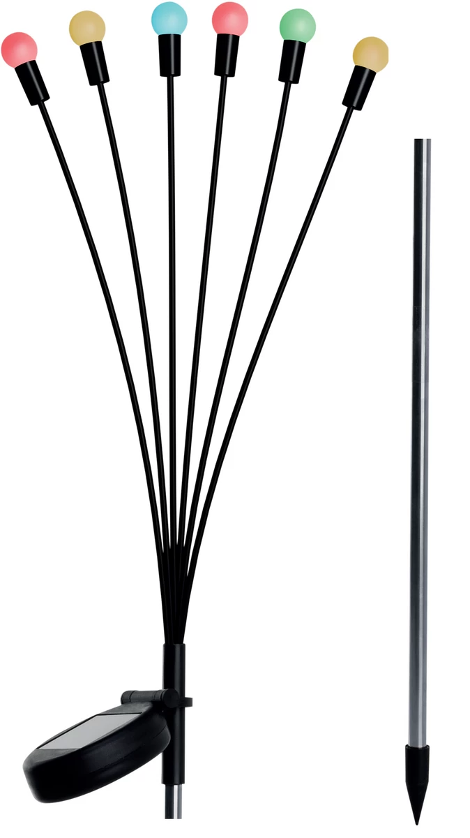 Saulės Lempa, šokanti Vėjyje, Spalvingi Rutuliukai 6 Led 72cm