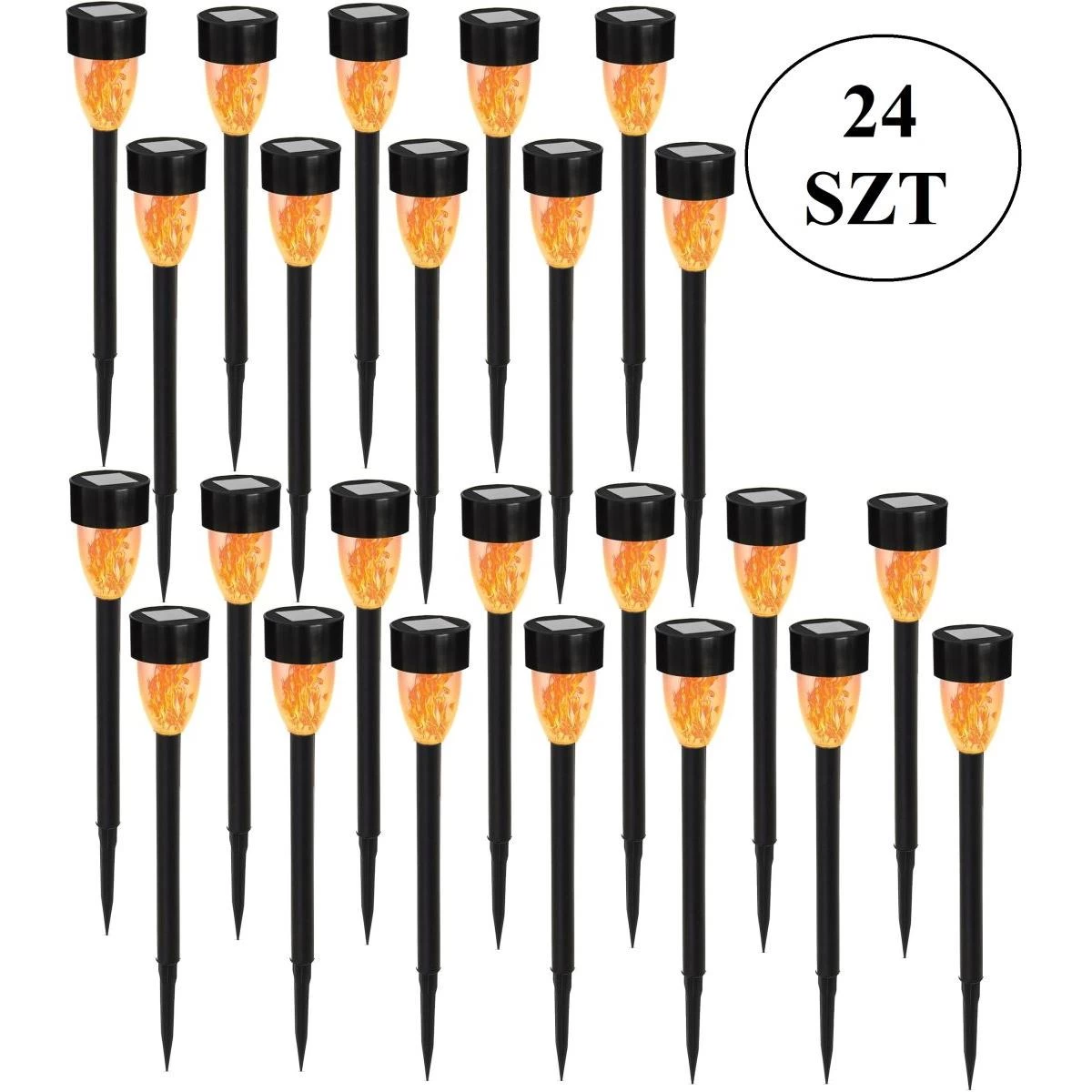 Saulės Lempučių Rinkinys Su Ugnies Efektu 3xled 36,5 Cm - 24 Vnt.