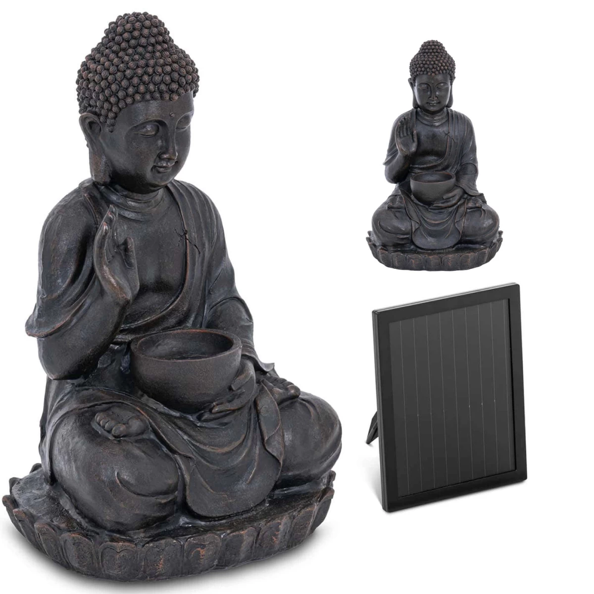 Saulės Sodo Kaskadinis Fontanas Su Led Apšvietimu Budda 1,2 W