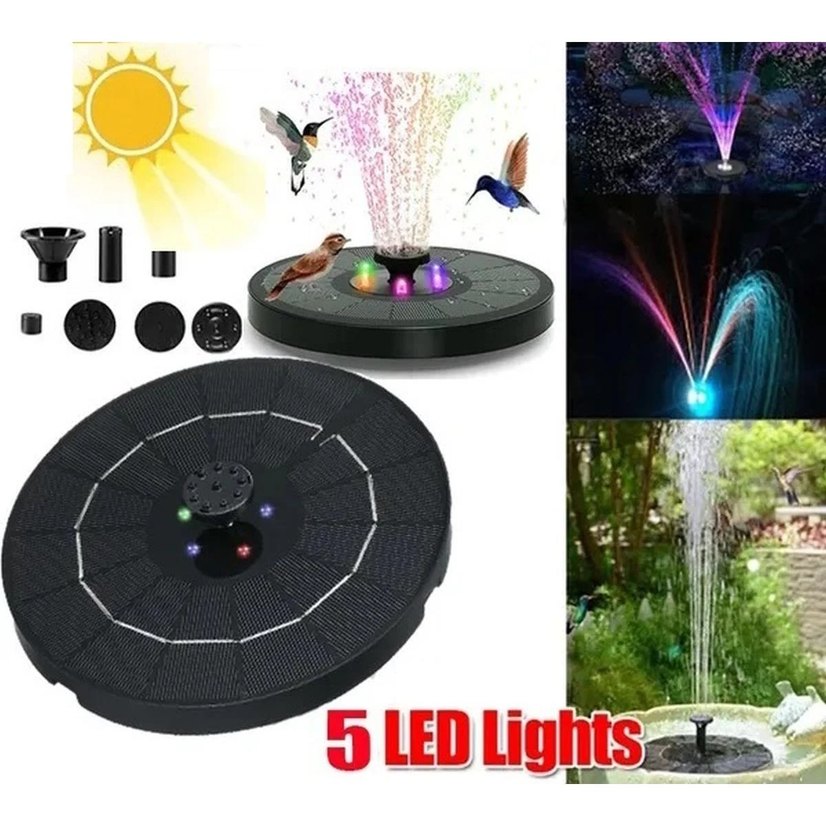 Saulės Tvenkinio Fontano Lempa 5 Led Automatinis