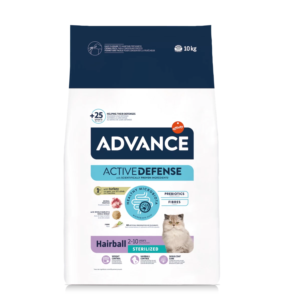 Sausas maistas katėms Advance Sterilized (Hairball) 10 kg