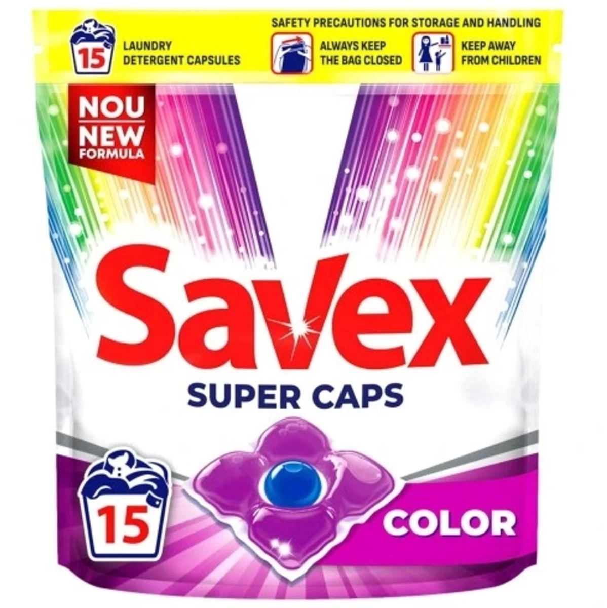 Savex Kapsulės Spalvotiems Skalbiniams, 15 Vnt.