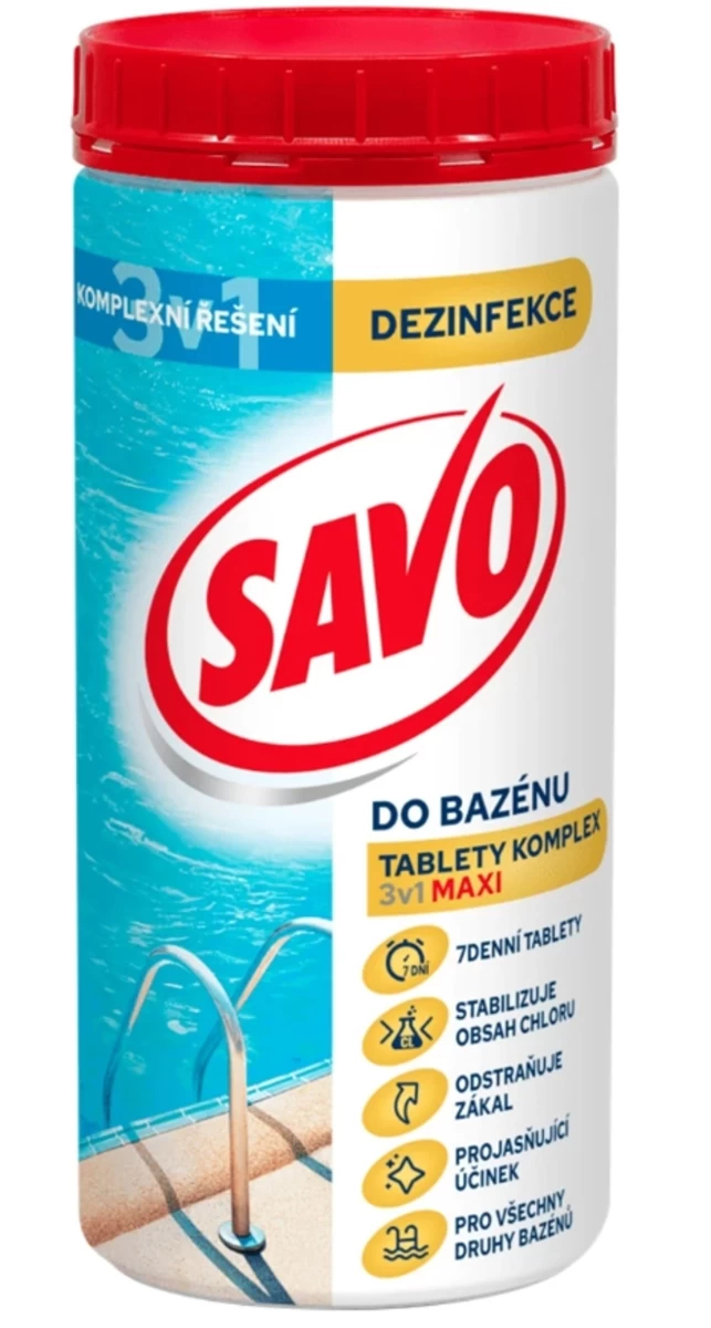 Savo Maxi 3-in-1 Chloro Tabletės Baseinui, 1,2 Kg