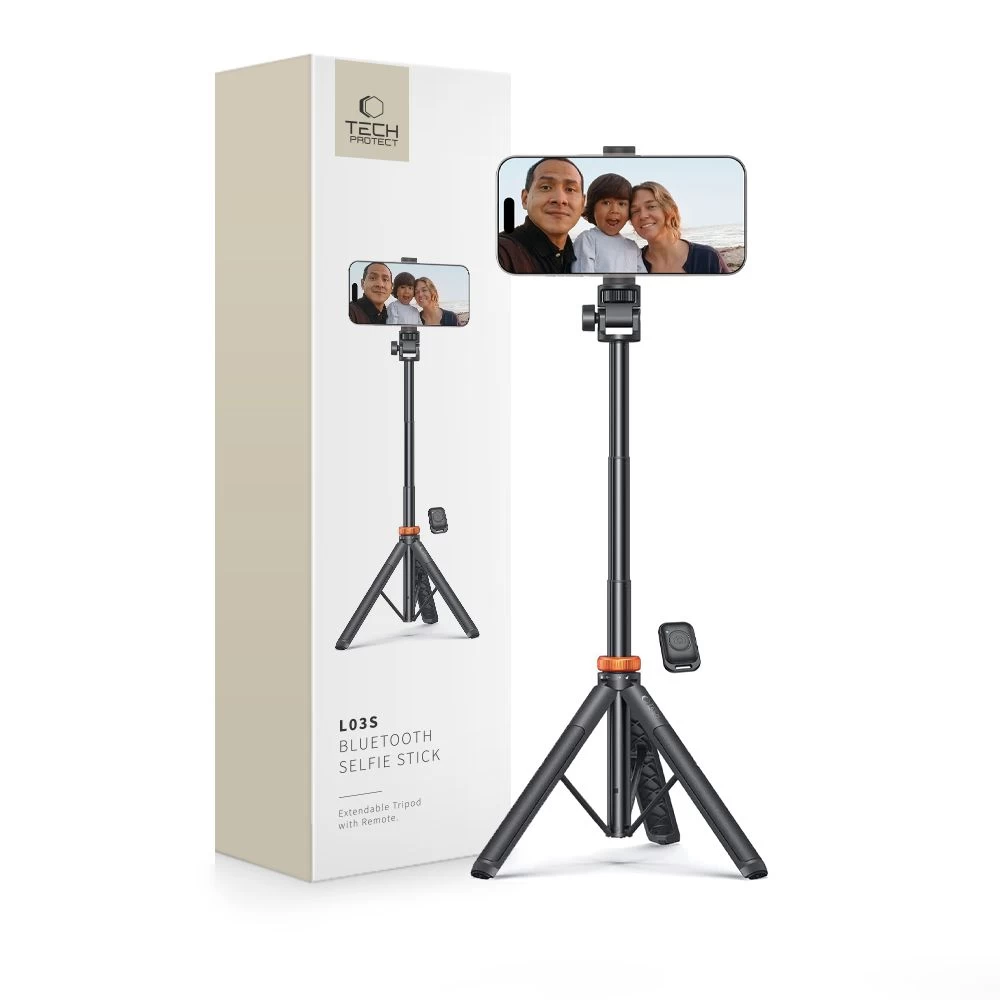 Selfie Lazda bluetooth Nuotraukų Lazda Su Nuotolinio Valdymo Trikojo Galvute 148 Cm - Juoda
