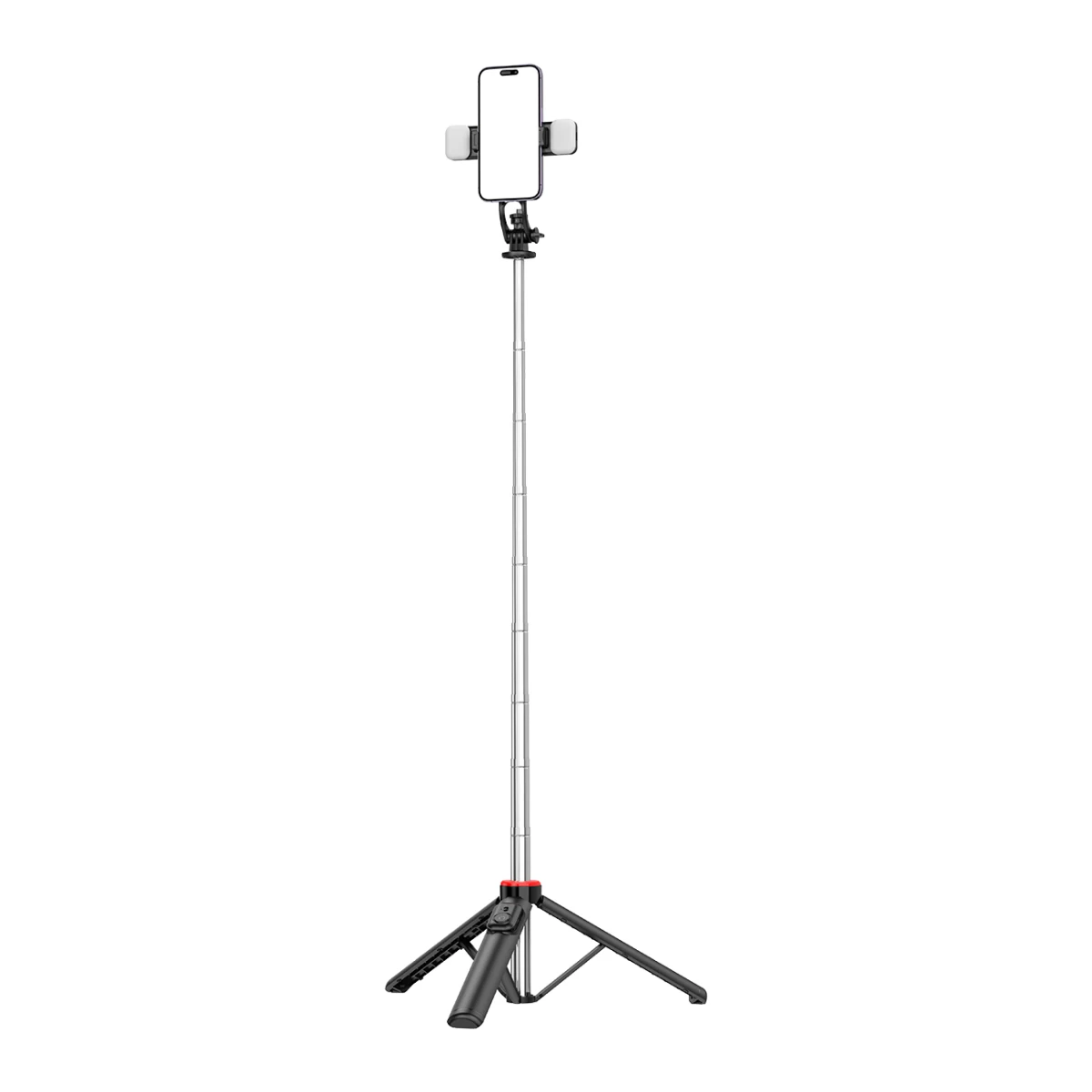Selfie Lazda Teleskopinė Su Nuotolinio Valdymo Pulteliu + 2x Led Trikojis Telefono Stovas 1,3 M - Juoda Selfie Lazda Teleskopinė Su Nuotolinio Valdymo Pulteliu + 2x Led Trikojis Telefono Stovas 1,3 M - Juoda