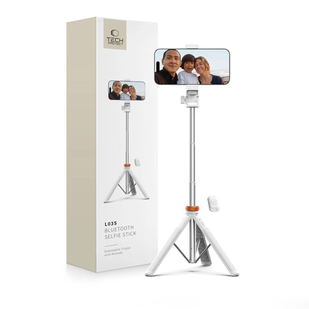 Selfie Lazdelė bluetooth Nuotraukų Lazdelė Su Trikojo Nuotolinio Valdymo Pulteliu Ir 180-148 Cm Galvute - Balta