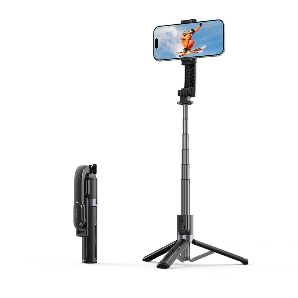 „selfie“ Lazdelė Su Mini Trikoju, Aliumininė, „bluetooth“, Pasukama 360 Laipsnių – Juoda