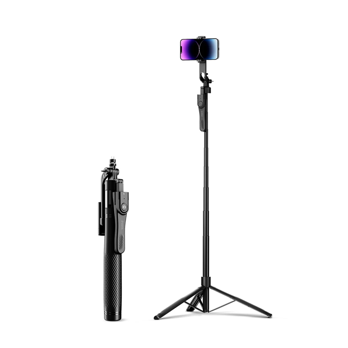 „selfie“ Lazdos Trikojis 1/4'' Telefonui, Kamerai Ar Fotoaparatui Su 360° Pasukimu Ir „bluetooth“ – Juodas
