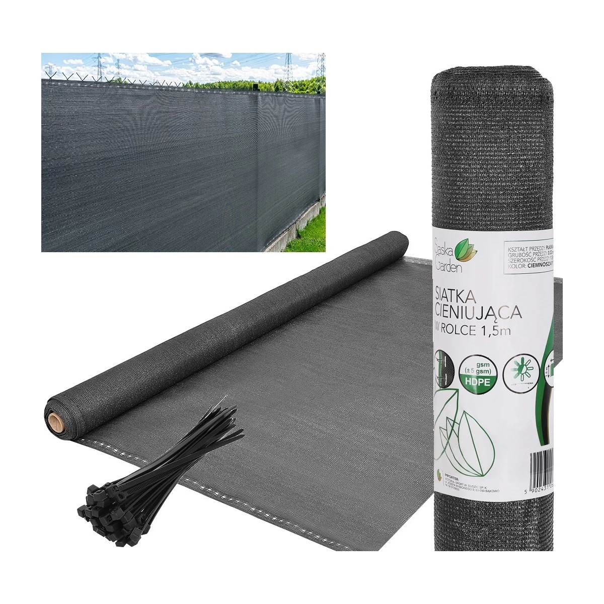 šešėlių Tinklas 110g/m2 1,5x10 M Tamsiai Pilkas