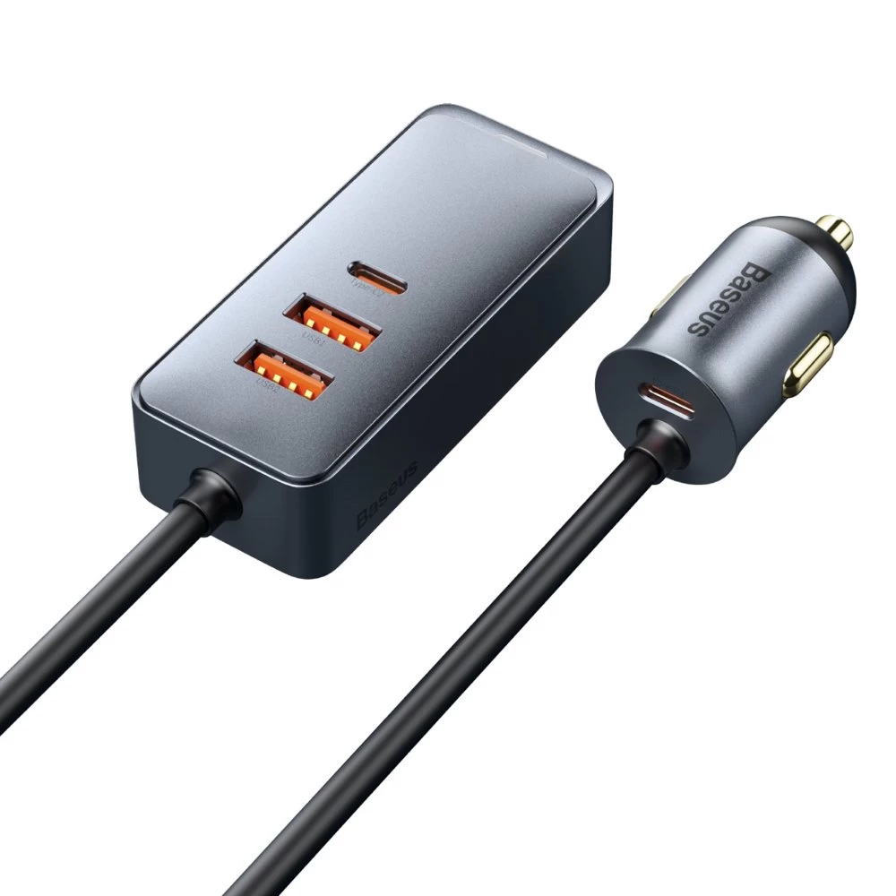 share Together 2x Usb 2x Usb-c 120w Pps Qc Pd Automobilinis įkroviklis Pilkos Spalvos