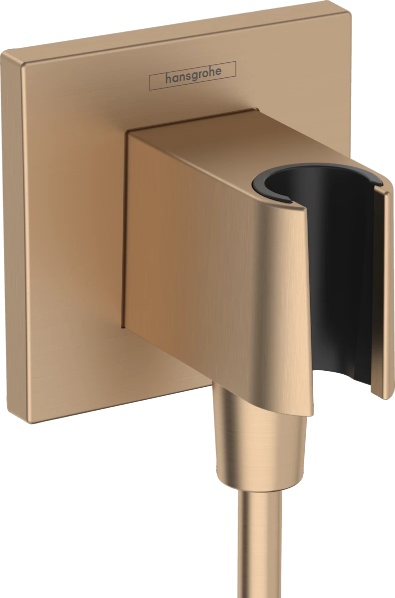 Sieninė Hansgrohe dušo žarnos jungtis su dušo laikikliu FIX FIT E, brushed bronze, 26889140