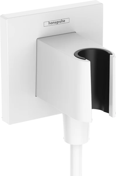 Sieninė Hansgrohe dušo žarnos jungtis su dušo laikikliu FIX FIT E , mat. baltas, 26889700