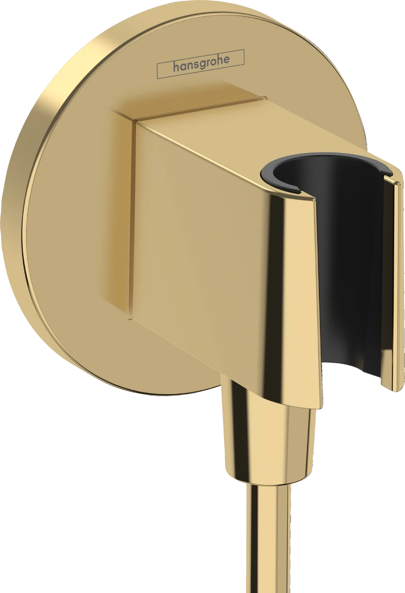 Sieninė Hansgrohe dušo žarnos jungtis su dušo laikikliu FIX FIT PORTER S, Polished Gold Optic, 26888990