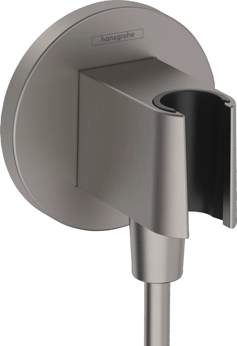 Sieninė Hansgrohe dušo žarnos jungtis su dušo laikikliu FIX FIT S, brushed black chrome, 26888340