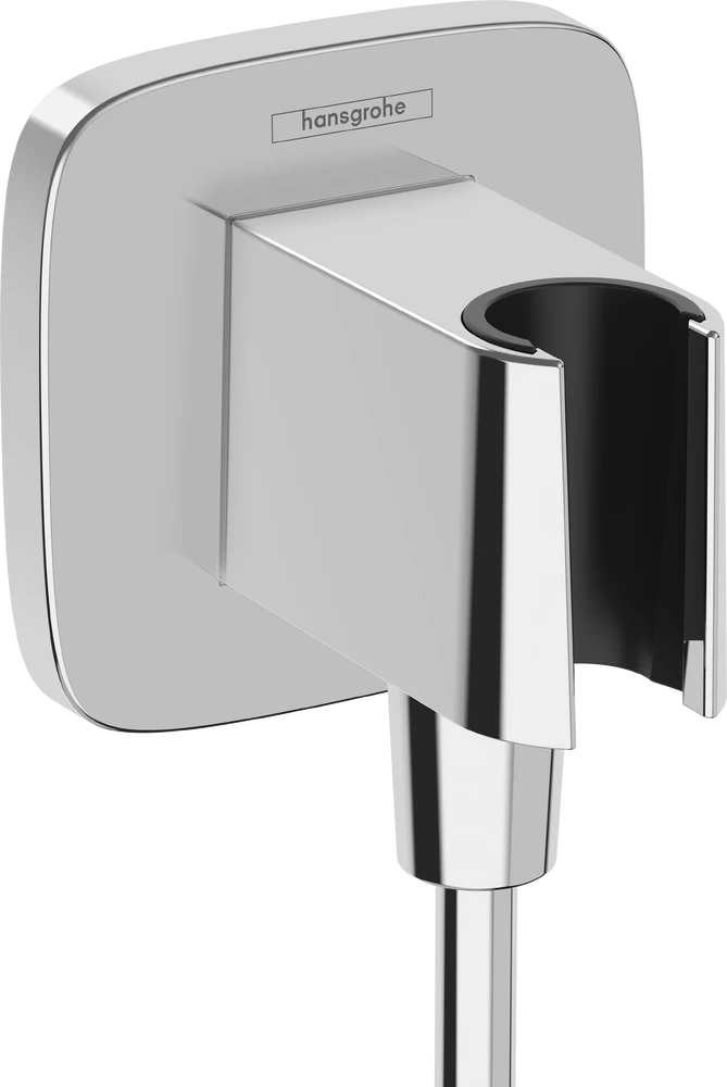 Sieninė jungtis dušo žarnai su laikikliu Hansgrohe FixFit Q, chromas 26887000
