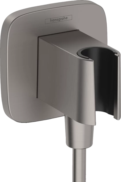 Sieninė vandens jungtis HANSGROHE FixFit Q su rankinio dušelio laikikliu, šlifuotas juodas chromas, 26887340