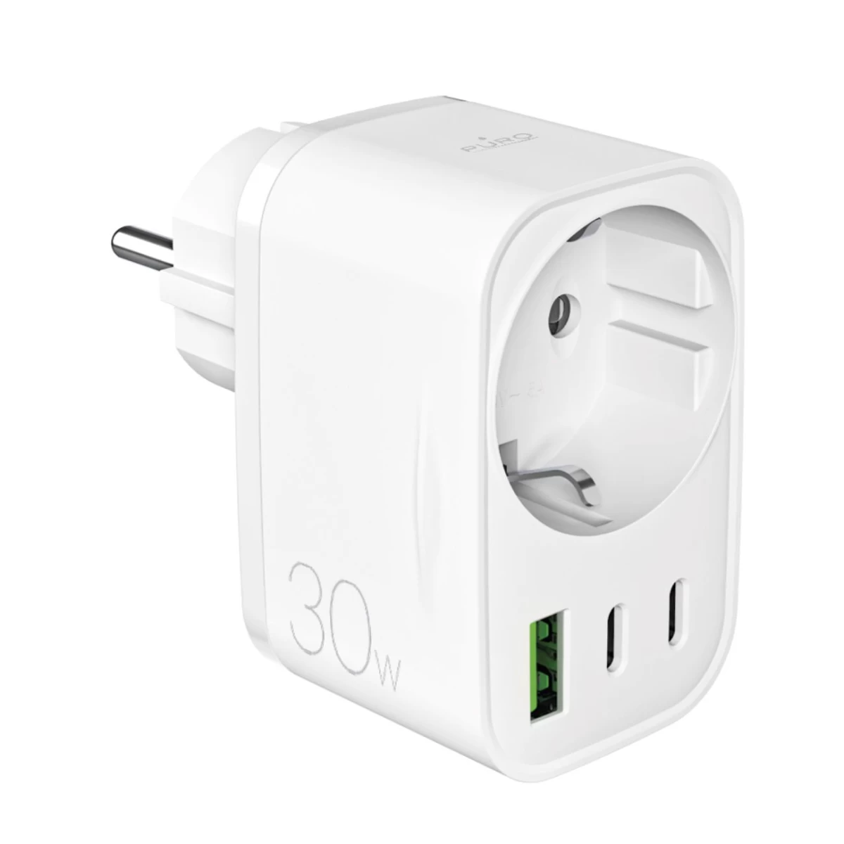 Sieninis įkroviklis Su schuko Kištuku Usb-c Usb-a 30 W Power Delivery - Baltas