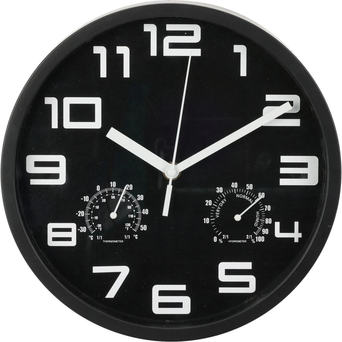 Sieninis Laikrodis 25 Cm Su Termometru, Juodas
