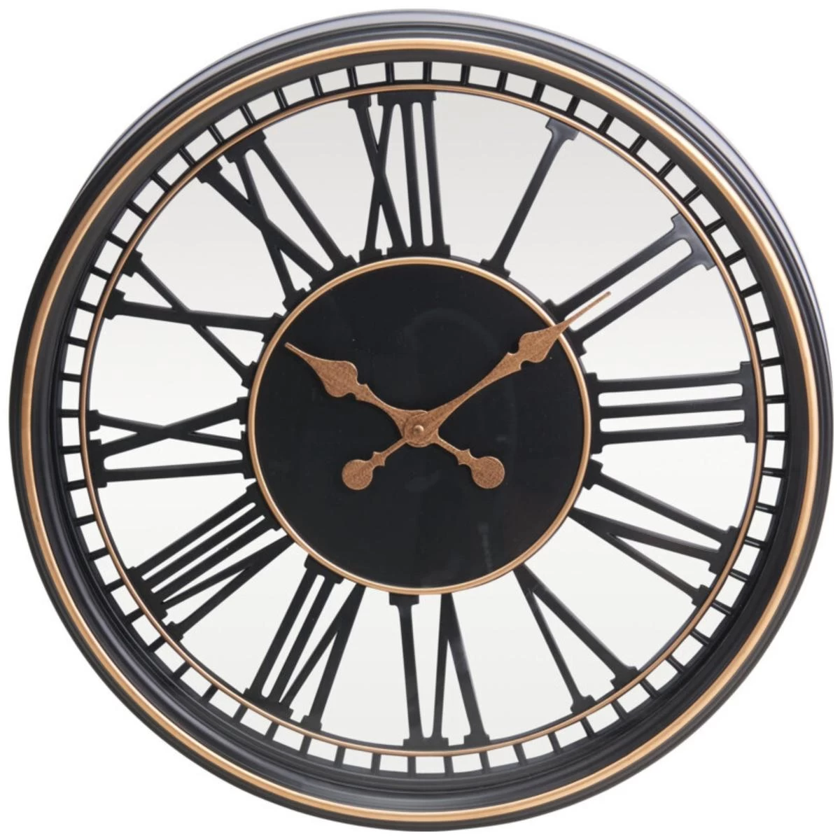 Sieninis Laikrodis Su Romėniškais Skaitmenimis 60 Cm Juodai Auksinis