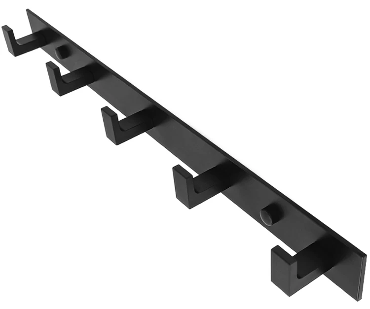 Sieninis Rankšluosčių Laikiklis Su 5 Kabliukais - Juodas