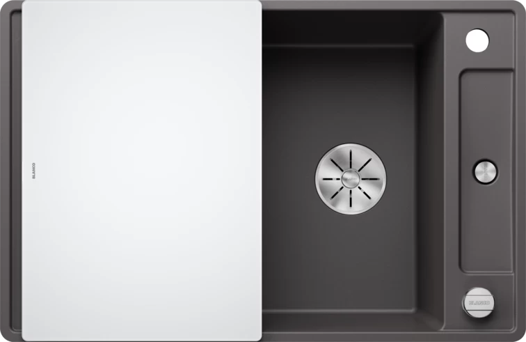 Silgranitinė plautuvė AXIA III 45 S-F SILG PDUR Pilka Z.GL InFino M.AF su stikline lentele