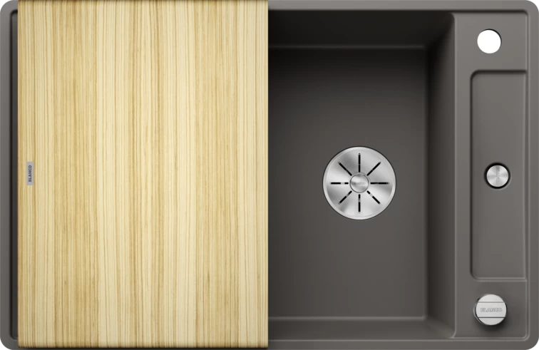Silgranitinė plautuvė AXIA III 45 S-F SILG Pilka Z.ES InFino M.AF su medine lentele