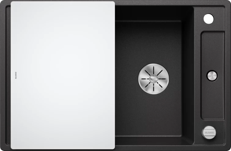 Silgranitinė plautuvė AXIA III 45 S SILG PDUR Antracitas Z.GL InFino M.AF,su stikline lentele