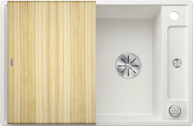 Silgranitinė plautuvė AXIA III 45 S SILG PDUR Balta Z.ES InFino M.AF su medine lentele