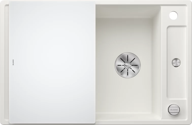 Silgranitinė plautuvė AXIA III 45 S SILG PDUR Balta Z.GL InFino M.AF su stikline lentele