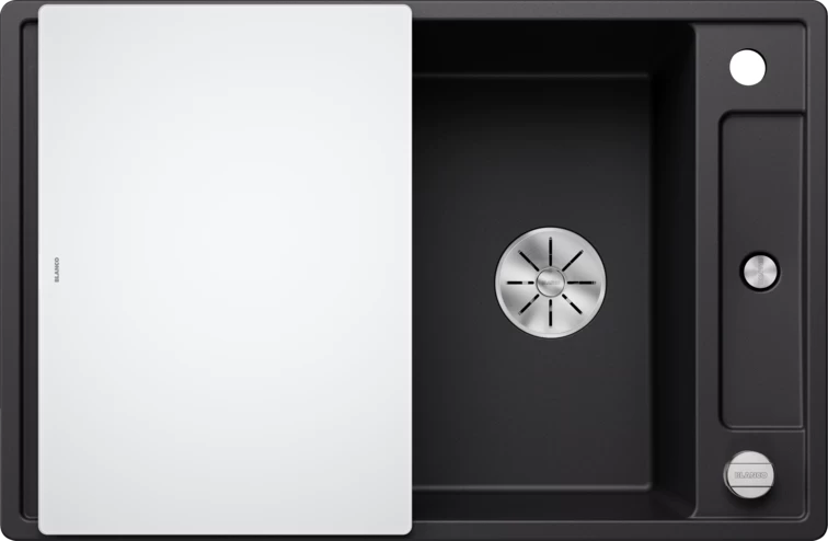 Silgranitinė plautuvė AXIA III 45 S SILG PDUR Juoda Z.GL InFino M.AF su stikline lentele