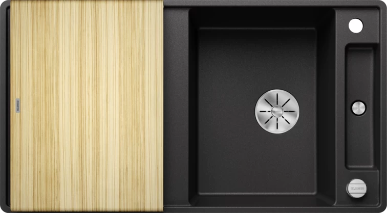 Silgranitinė plautuvė AXIA III 5 S-F SILG PDUR Antracitas Z.ES InFino M.AF su medine lentele