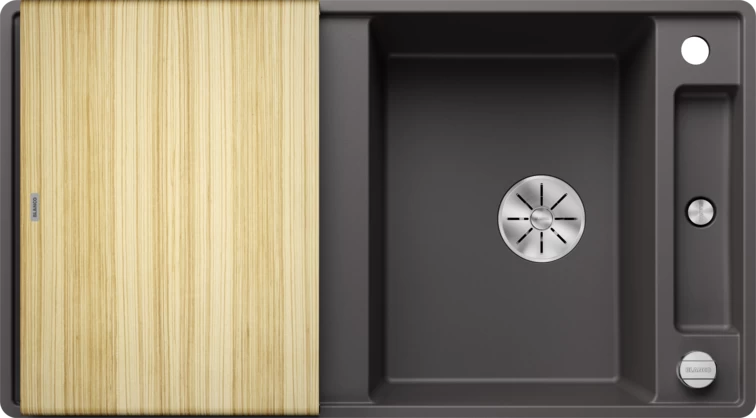 Silgranitinė plautuvė AXIA III 5 S-F SILG PDUR Pilka Z.ES InFino M.AF su medine lentele