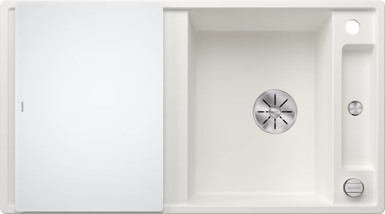 Silgranitinė plautuvė AXIA III 5 S SILG PDUR Balta Z.GL InFino M.AF su stikline lentele