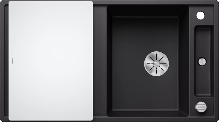 Silgranitinė plautuvė AXIA III 5 S SILG PDUR Juoda Z.GL InFino M.AF, su stikline pjaustymo lentele