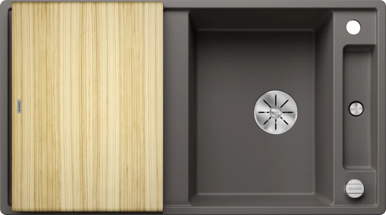 Silgranitinė plautuvė AXIA III 5 S SILG Pilka Z.ES InFino M.AF su medine lentele