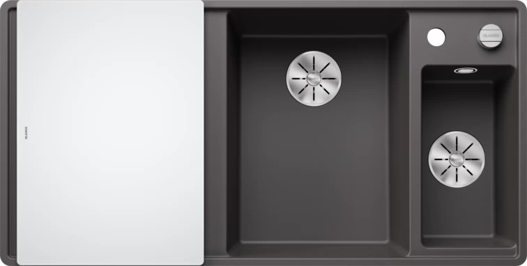Silgranitinė plautuvė AXIA III 6 S-F RE SILG PDUR Pilka Z.GL InFino M.AF su stikline lentele ir nuvarvėjimo indu