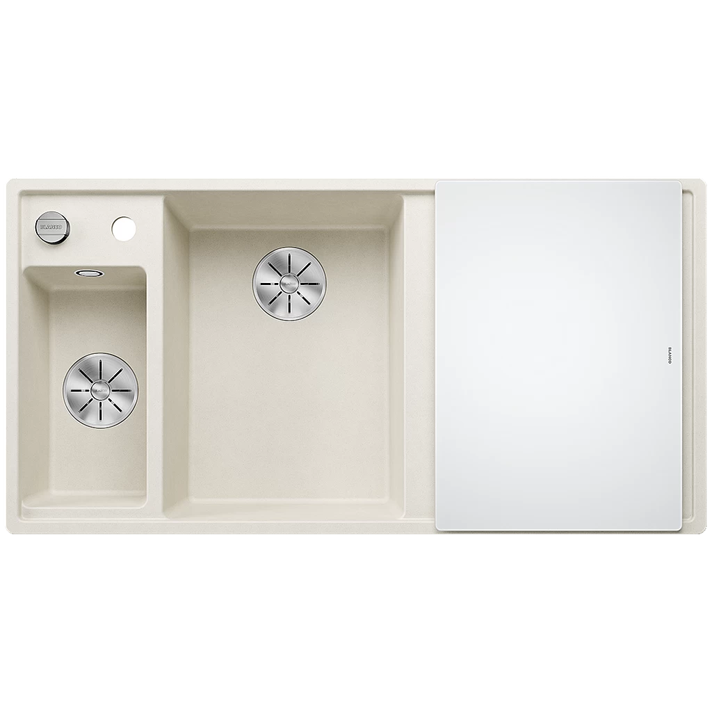 Silgranitinė plautuvė AXIA III 6 S LI SILG Balta Z.GL InFino M.AF su stikline lentele ir nuvarvėjimo indu