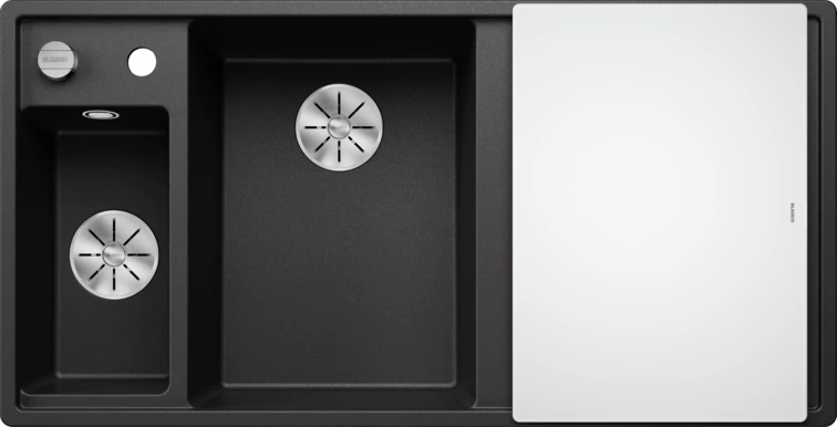 Silgranitinė plautuvė AXIA III 6 S LI SILG PDUR Antracitas Z.GL InFino M.AF su stikline lentele ir nuvarvėjimo indu
