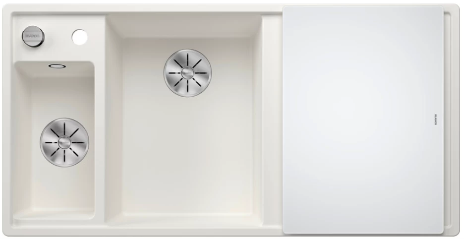 Silgranitinė plautuvė AXIA III 6 S LI SILG PDUR Balta Z.GL InFino M.AF su stikline lentele ir nuvarvėjimo indu
