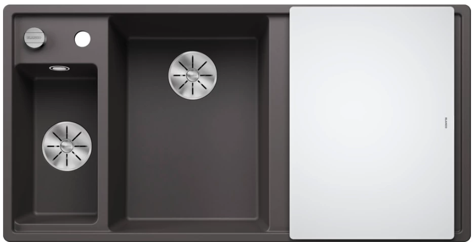 Silgranitinė plautuvė AXIA III 6 S LI SILG PDUR Pilka Z.GL InFino M.AF su stikline lentele ir nuvarvėjimo indu
