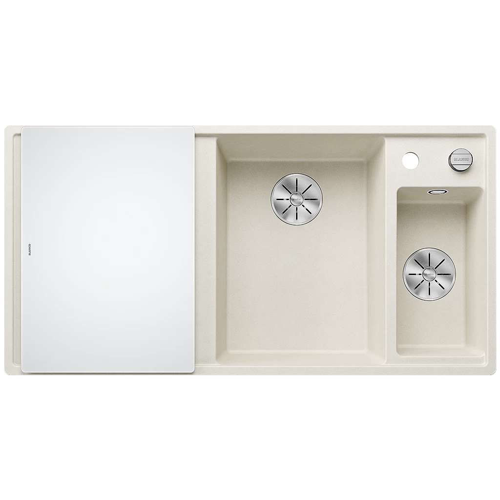 Silgranitinė plautuvė AXIA III 6 S RE SILG Balta Z.GL InFino M.AF su stikline lentele ir nuvarvėjimo indu