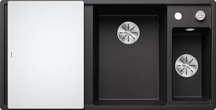 Silgranitinė plautuvė AXIA III 6 S RE SILG PDUR Antracitas Z.GL InFino M.AF su stikline lentele ir nuvarvėjimo indu