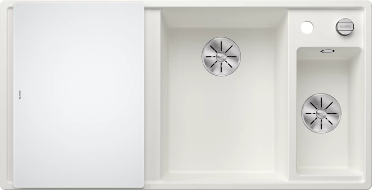 Silgranitinė plautuvė AXIA III 6 S RE SILG PDUR Balta Z.GL InFino M.AF su stikline lentele ir nuvarvėjimo indu