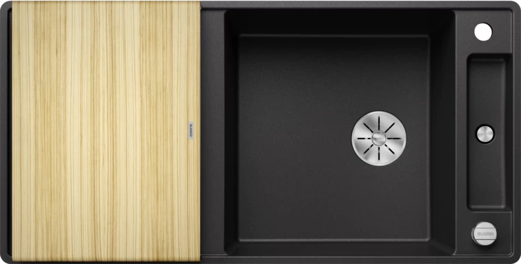 Silgranitinė plautuvė AXIA III XL 6 S-F SILG PDUR Antracitas Z.ES InFino M.AF su medine lentele