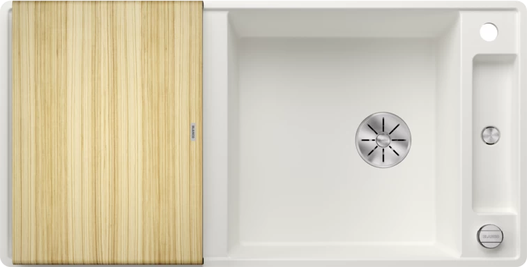 Silgranitinė plautuvė AXIA III XL 6 S-F SILG PDUR Balta Z.ES InFino M.AF su medine lentele